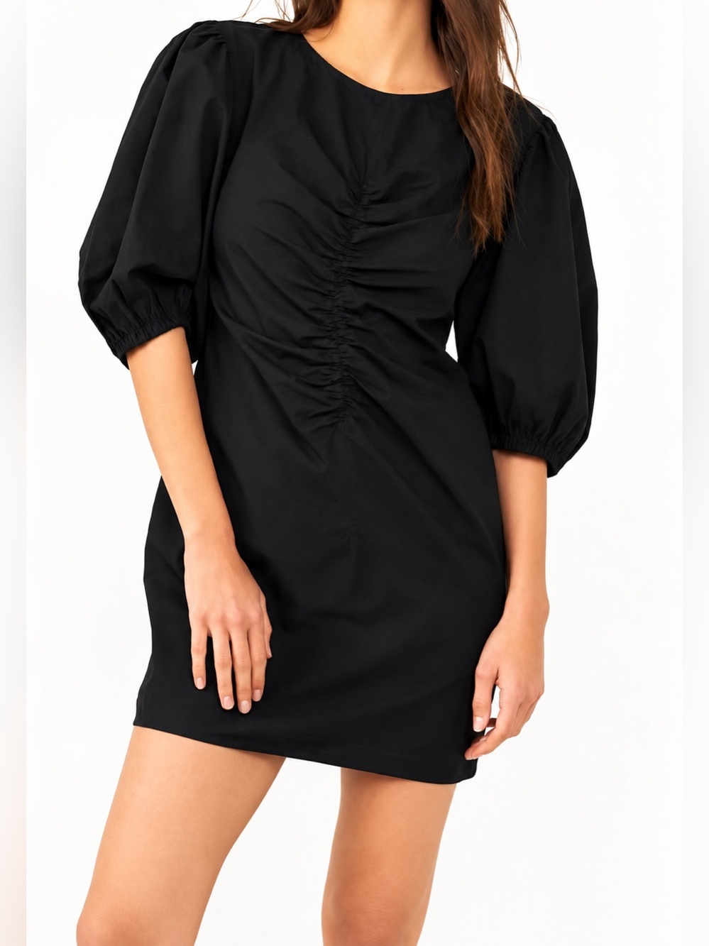 Free People Hope black ruched mini dress, XS